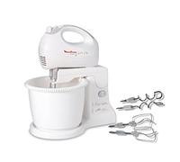 Moulinex Easy Max HM4121 - Batidora amasadora 2 en 1, bol con giro automático, espátula de mezclado, 450 W, 2.5 L, plástico/acero inoxidable, 5 velocidades más turbo, blanco