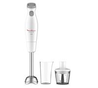 Moulinex Easychef, Batidora de mano 2 en 1, 450 W, robusta y resistente, cuchillas Zelkrom, vaso 800 ml y picadora 500 ml, 2 velocidades, antisalpicaduras, color blanco DD4521