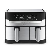 Moulinex Dual Easy Fry EZ905D20 freidora Doble 8,3 L Independiente 2450 W Freidora de aire caliente Negro, Acero inoxidable