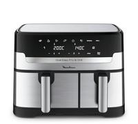 Moulinex Dual Easy Fry EZ905D20 freidora Doble 8,3 L Independiente 2450 W Freidora de aire caliente Negro, Acero inoxidable