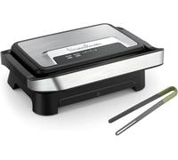Moulinex Inicio Compact, Plancha de Paninis y Grill de 1000W, Inox, Pinzas | Óptima 2 personas, Placas antiadherentes, Fácil de guardar, Fácil de limpiar, Bandeja de goteo extraíble, Compacto, GI2710