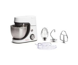 Moulinex Masterchef Gourmet - Robot de repostería, 1100 W, 4,6 L de capacidad, 8 velocidades + Pulse kit de repostería, mezcla homogénea, batidor fundido a presión, gancho masa, libro recetas, QA5101