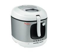 Moulinex Freidora de aceite eléctrica, depósito de 3 litros, revestimiento antiadherente, termostato, temporizador, luz indicadora, filtro de filtro patentado, filtro de carbón, Mega AM480070, blanco/plateado