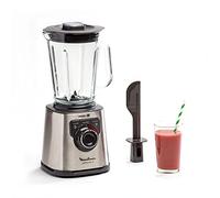 Moulinex Perfect Mix, Batidora de vaso 1200 W, jarra de vidrio resistente, acabados en acero inoxidable, selector de velocidad retroiluminado, 3 programas automáticos, modo manual y autoclean LM811D