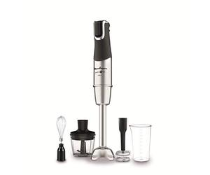 Moulinex Powelix Life DD95HD Batidora de brazo 1200 W, cuchillas duradera, accesorio pasapuré 2 texturas, selector de velocidades ergonómico, Piezas aptas para lavavajillas, Metálico