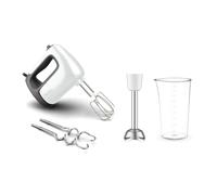 Moulinex Prep'Mix+, Batidora amasadora, 500 W, 5 velocidades, Ajuste Turbo, 2 varillas y 2 ganchos, Acero Inoxidable