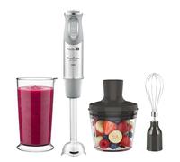 Moulinex QuickChef, Batidora de Mano 1000 W, Regulador de 10 Velocidad Turbo, 3 Accesorios para Picar y Montar y Vaso Medidor, Cúpula Antisalpicaduras, Acero Inoxidable, DD655D