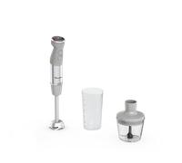 Moulinex Quickchef+, Batidora de mano, 20 velocidades, Vase medidor y vaso picador, Modo silencioso, Cuchillas con tecnología Powelix, Gris