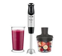 Moulinex QuickChef, Batidora de Mano de 1000 W, 10 velocidades variables y función turbo, Protector antisalpicaduras, Incluye picador de 500 ml y vaso medidor de 800 ml, Negra, DD6578