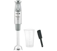 Moulinex Quickchef, Batidora de mano + Espátula, Pie metálico, 1000 W, 10 velocidades, Vaso medidor 800 ml, cuchillas Powelix, Gris DD65ADES