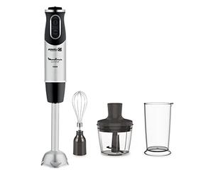 Moulinex QuickChef DD65581 Batidora de Mano de 1000 W, con Regulador de 10 Velocidad Turbo con 2 Accesorios para picar y para montar y Vaso Medidor, antisalpicaduras, acero inoxidable