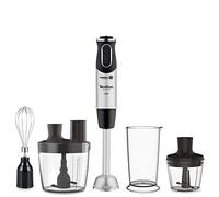 Moulinex Quickchef DD65J8 Batidora de mano con 4 accesorios, 1000 W, 10 velocidades, procesador de alimentos, picadora, varillas, vaso medidor y pie metálico, cuchillas de acero robustas