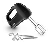 Moulinex Quickmix, Batidora de mano de varillas 300W, 5 velocidades, 2 accesorios para amasar o batir de acero inoxidable, pan, pizza casera, masas pastel, claras punto de nieve, color negro, HM3108