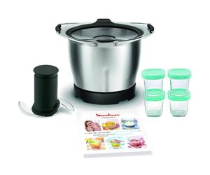Moulinex XF387E10 Set Accesorios Bol Mini + 4 Tarros para Bebé + 20 Recetas para Cuisine Companion