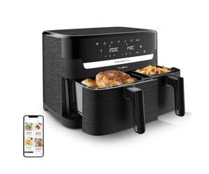Moulinex XXL Dual Easy Fry 11L: Freidora de Aire de Doble Cesta +8 Personas, Dos cestas (6,5 L + 4,5 L),7 Programas Automáticos, EZ9428F0