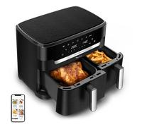 Moulinex XXL Dual Easy Fry, Freidora de Aire Doble Cesta, Capacidad Familiar XXL, Cocción Sincronizada, 11 L de Capacidad, Negro