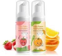 Moulis Pasta de Dientes de Espuma Para Niños, Pasta de Dientes Blanqueadora con Bajo Contenido de Fluoruro Para Cepillo de Dientes en Forma de U, Reduce la Placa (Fresa&Naranja)