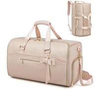 Moulyan - Bolsas de Lona para Ropa de Viaje, Bolsa de Transporte Convertible con Compartimento para Zapatos, Bolsa de Viaje Impermeable 3 en 1 con Correa para el Hombro para Hombres y Mujeres, Pink,
