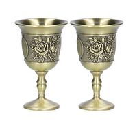 MOUMOUTEN 2 Copas De Vino En Relieve De Metal Vintage, Copa De Metal Estilo Corte Vintage, Exquisito Patrón De Crisantemo, Decoración Artesanal Para Bodas, Decoración Del Hogar, Copa De Bendiciones