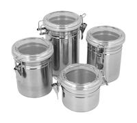 MOUMOUTEN 4Pcs Airtight Food Storage Canisters, Stainless Steel Kitchen Canister Set for Coffee Beans Tea Leaves Sugar Flour Dry Food Pantry Organization
