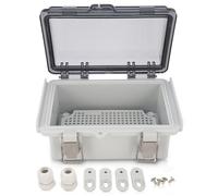 MOUMOUTEN Caja de empalmes estanca, IP66 Caja eléctrica de plástico ABS para exteriores con placa de montaje Soportes de pared Cubierta gris con bisagras resistente a la intemperie para proyectos