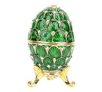 MOUMOUTEN Caja Organizadora para Baratijas, Almacenamiento De Joyas, Huevo De Pascua Esmaltado, Decoración De Estilo Vintage, Manualidades, Regalo para Tus Amigos, Huevo De Fabergé (Verde)