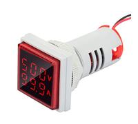MOUMOUTEN Luz Indicadora Led Pantalla Digital Probador De Voltaje Detector De Corriente Panel De Pantalla Dual De 22 Mm VoltíMetro AmperíMetro Ac 0-100a 60-500v Panel Empotrado(Rojo)