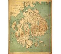 Mount Desert Island 24 x 18 Art impresión carteles vintage mapa Maine náutico fabricado en los Estados Unidos