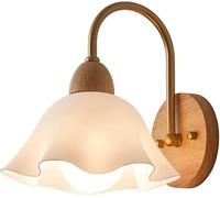 Mount Fixture Light Wall Lamp Farmhouse Rustic Wood Vintage Flower with White Milk Glass Shade Bedside for Kids Girl Bedroom,Living Room,Hallway/Glass Shade(Acrylic SH