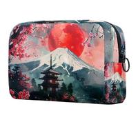 Mount Fuji Cherry Temple Sun - Neceser para mujer, neceser de viaje, bolsa organizadora de maquillaje grande con cremallera, multicolor, 18.5x7.5x13cm/7.3x3x5.1in, Neceser