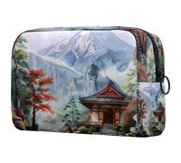 Mount Fuji Temple - Bolsa de cosméticos para mujer, neceser de viaje, bolsa organizadora de maquillaje grande con cremallera, multicolor, 18.5x7.5x13cm/7.3x3x5.1in, Neceser