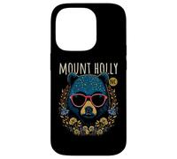 Mount Holly NC - Oso con gafas, diseño de flores Carcasa para iPhone 14 Pro