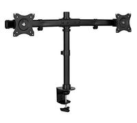Mount-It! Montaje de monitor doble | Brazo de soporte de escritorio para monitor doble | Para 2 pantallas de computadora 17 19 20 21 22 24 27 pulgadas | Bases de abrazadera en C y ojales incluidas