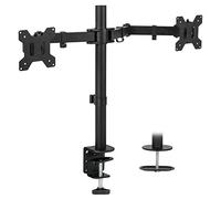 Mount-It! Soporte de Monitor Dual | Dos Brazos Ajustables de Movimiento Completo Resistentes para 2 Pantallas de computadora de 17 19 20 21 22 24 27 Pulgadas | VESA 75 100 | Abrazadera en C y Base de