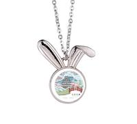 Mount Japan ukiyo-e - Collar con colgante de conejo, joyería de animal