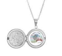 Mount Japan ukiyo-e - Collar con medallón para fotos, regalo de cumpleaños