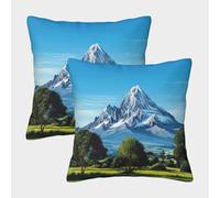 Mount Kenya, with Its Snow-Capped Peaks Cuadrada Funda De Cojín De Sofá 2 Paquetes con Patrón Adecuada para Cama,hogar,automóvil,Interior Y Exterior 50x50cm