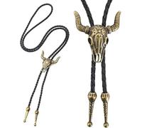 Mount Kumgang Cow boy Lariat Con Cráneo En Colgante, Cuero Rodeo En Colgante, Colgante De Calavera De Toro, Hecho A Mano Colgante De Cowboy Occidental, Para Camisa Occidental Hombres, Camisa Vaquera