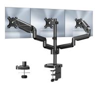 MOUNT PRO Soporte triple para monitor, brazo de escritorio de 3 monitores se adapta a tres pantallas LCD de computadora de 17 a 27 pulgadas, máximo 20 libras cada una, soporte de monitor de resorte