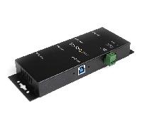 StarTech.com Hub Concentrador USB 3.0 de 4 Puertos - 5Gbps - Ladrón USB-A Industrial de Metal - de Montaje en Carril DIN, Pared o Escritorio - Hub de Expansión TAA