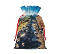 Mountain At Sunrise - Bolsas de regalo de Navidad con cordón de ajuste, lino de arpillera para fiestas de Navidad, regalos de dulces
