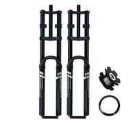 Mountain Bike Horquilla De Suspensión Aire 26/27.5/29" Downhill Horquilla Delantera De Doble Hombro Recorrido 180mm Horquillas Para Bicicleta Freno De Disco Tubo Recto 1-1/8" QR 9mm(Schwarz,27.5")