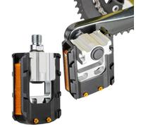 Mountain Bike Pedals - Aluminum 9/16 14mm | Set of 2 Foldable Electric Bike Pedals with Reflective Strips Wide Flat Quick-Release Cycling Parts | Fold Bicycle Ṕedals Component Replacement
