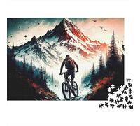 Mountain Biker Adventure 1000 Piezas Rompecabezas Adultos Ciclista Pedaleando Ante Pico Nevado Premium Resistente Desafiante Difícil Alivio Estrés Regalo Familiar 70x50cm/1000pcs