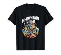 Mountain Biker Cat Adventure Camiseta gráfica económica, Hombre, Negro, XL