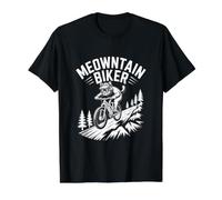 Mountain Biker Cat Mountain Adventure Camiseta gráfica económica, Hombre, Negro, XL