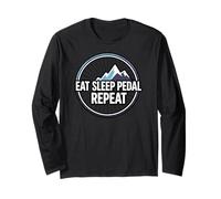 Mountain Biking Cyclist Eat Sleep Pedal Repeat Manga Larga