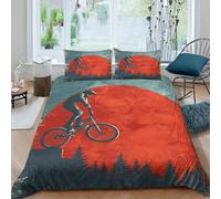 mountain biking style Funda Edredon Microfibra Suave Juego de 3 Piezas Estampado 3D mountain biking estilo Funda de Edredón con Funda de Almohada Antibacteriana Lavables for niña King（220x240cm）