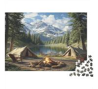 Mountain Camping Scene Rompecabezas 1000 Piezas, Outdoor Adventure Style Juego Familiar Ilustrados Adultos Regalo Hombre Mujer Desafío 38x26cm/1000pcs
