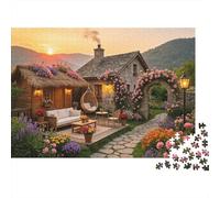 Mountain Cottage Jigsaw Jigsaw Puzzle 1000 Piezass Material Reciclable Garden Art Adulto Jigsaw Jigsaw Puzzle Accesorio para Tiempo de Juego Familiar Interesting Family Game for Hogar 70x50cm/100...